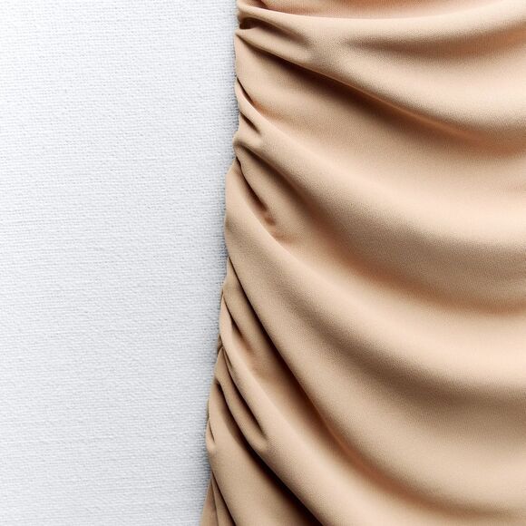 ZARA short ruffled dress size XS Beige NWT - Picture 3 of 8